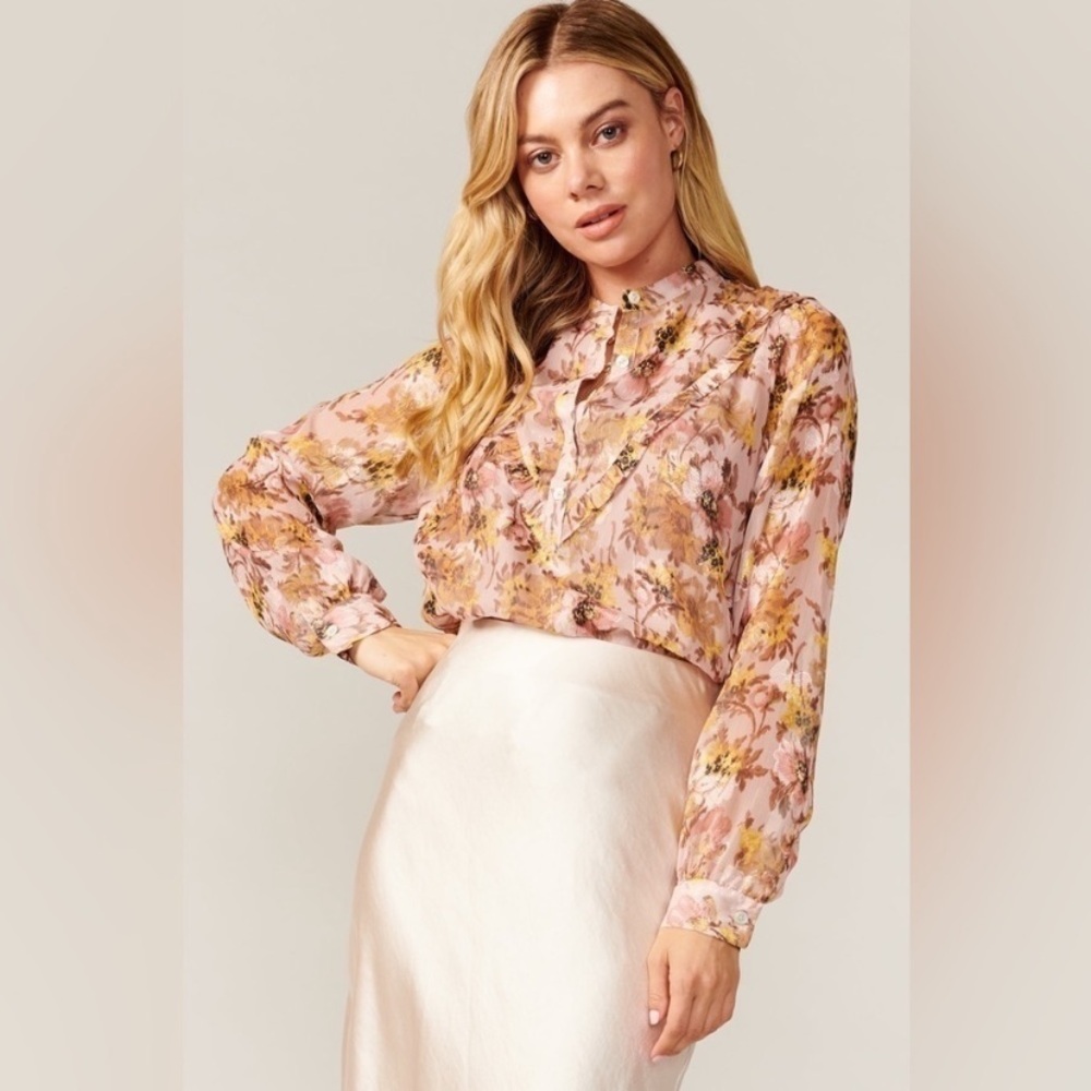 Greylin Bella Anthropologie Floral Pink Blouse
